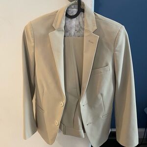 Calvin Klein suit boys size 10 light tan/cream with slim fit shirt